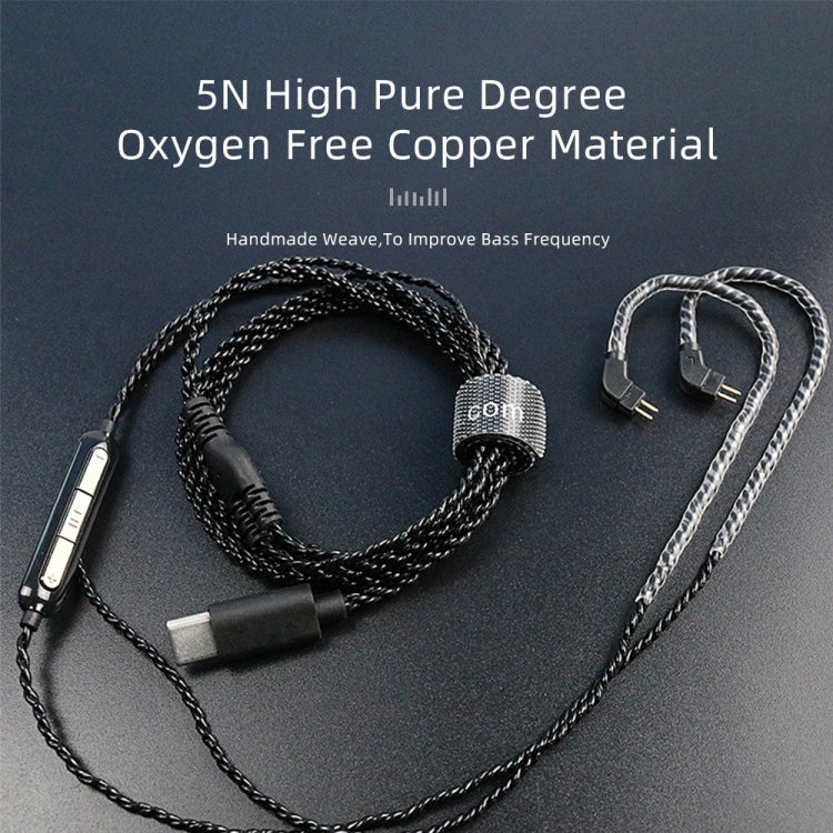 CVJ V6.TC 1.25m Type-C Digital Decoding Oxygen-free Copper Earphone Cable, Style:0.78mm(Black) - HoMEdemic™ 
