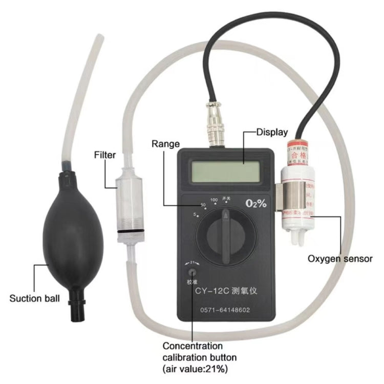 CY-12C Portable Oxygen Analyzer Full Range Oxygen Measurement Device - HoMEdemic™ 