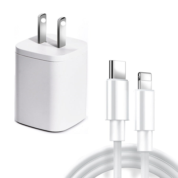 CYKE USB60 20W Mini PD Type-C Port Fast Charger With Type-C To 8 Pin Cable, US Plug(White Set) - HoMEdemic™ 