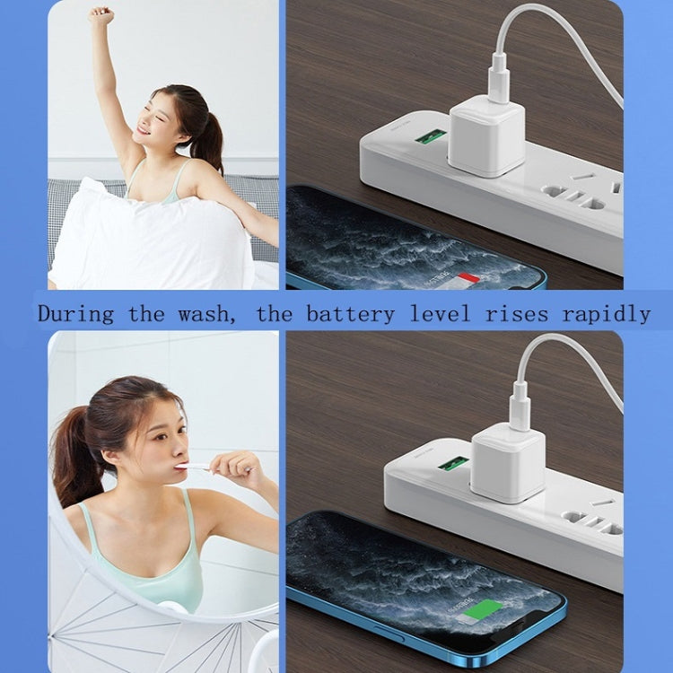 CYKE USB60 20W Mini PD Type-C Port Fast Charger With Type-C To 8 Pin Cable, US Plug(White Set) - HoMEdemic™ 