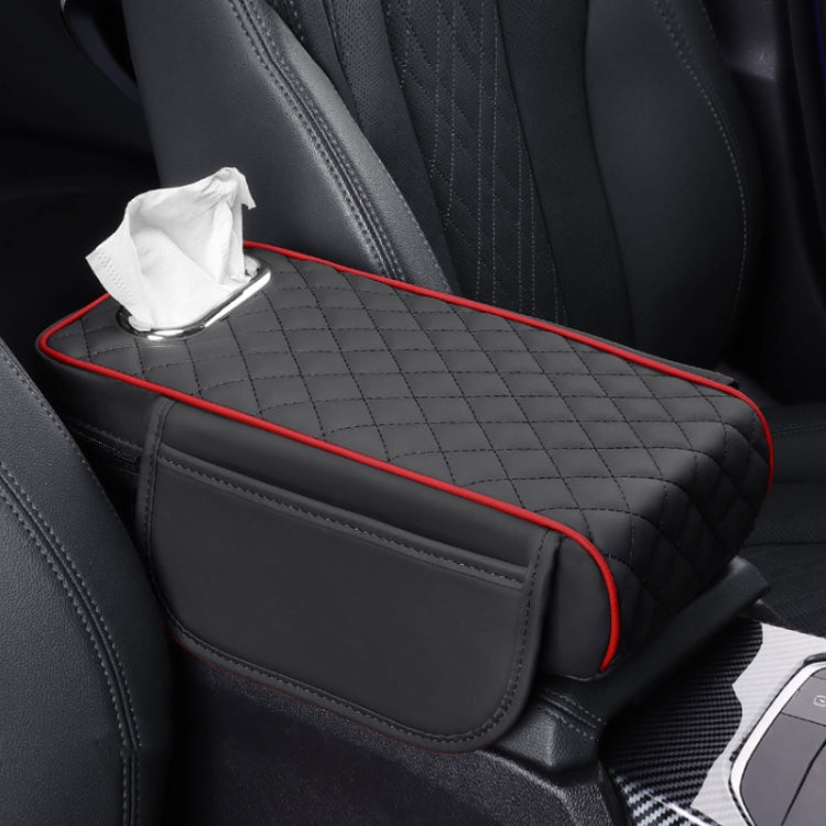 Car Armrest Box Booster Pad Widened Interior Tissue Box, Color: Black Red - HoMEdemic™ 