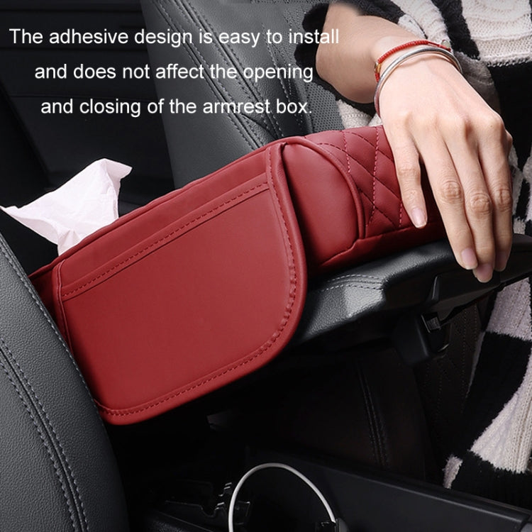 Car Armrest Box Booster Pad Widened Interior Tissue Box, Color: Black Red - HoMEdemic™ 