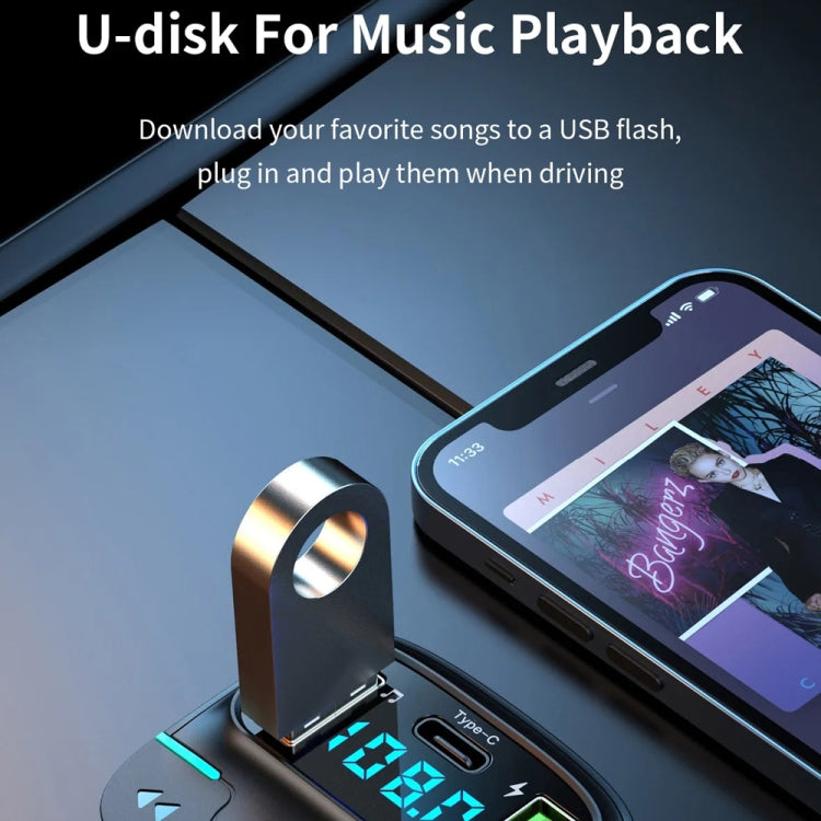 Car Bluetooth MP3 Player Ambient Light Charger(Black) - HoMEdemic™ 