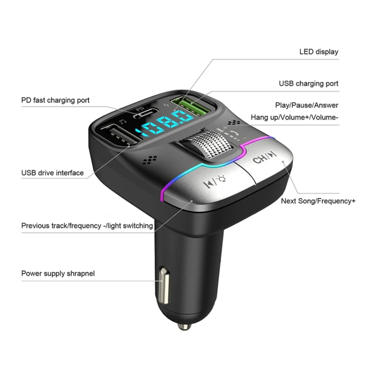 Car Bluetooth MP3 Player Fast Charging Charger(Black) - HoMEdemic™ 