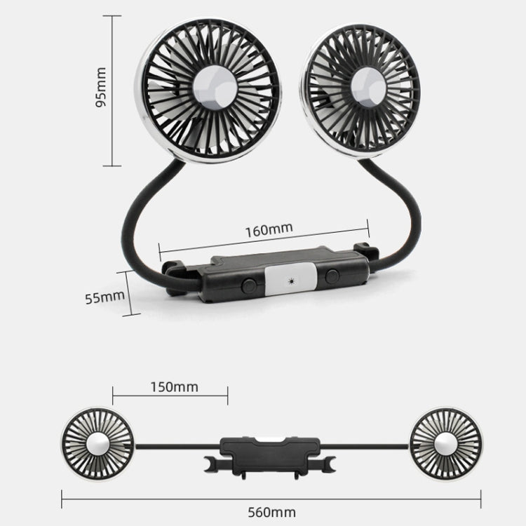 Car Double-head Hose Seat Fan with Light(Black) - HoMEdemic™ 