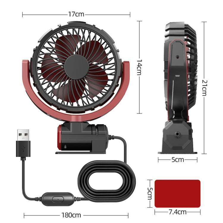 Car Foldable Steering USB Single-Head Fan(Black Red) - HoMEdemic™ 