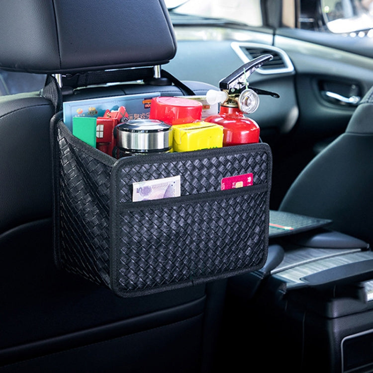 Car Hanging Garbage Bag Multifunctional Folding Storage Box, Model: H611 Woven Pattern - HoMEdemic™ 