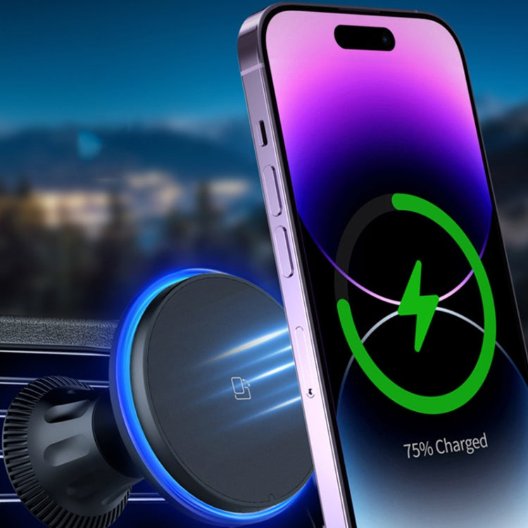 Car Magnetic Wireless Charging Cell Phone Holder With Ambient Light, Style: Colorful Light - HoMEdemic™ 