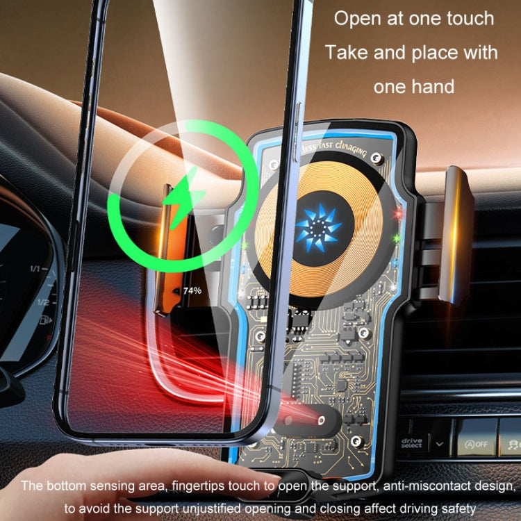 Car Magsafe Wireless Charger Transparent Induction 120W Fast Charging Universal Mobile Phone Bracket(Black) - HoMEdemic™ 