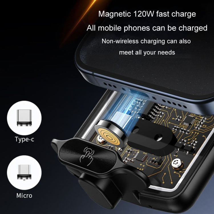 Car Magsafe Wireless Charger Transparent Induction 120W Fast Charging Universal Mobile Phone Bracket(Black) - HoMEdemic™ 