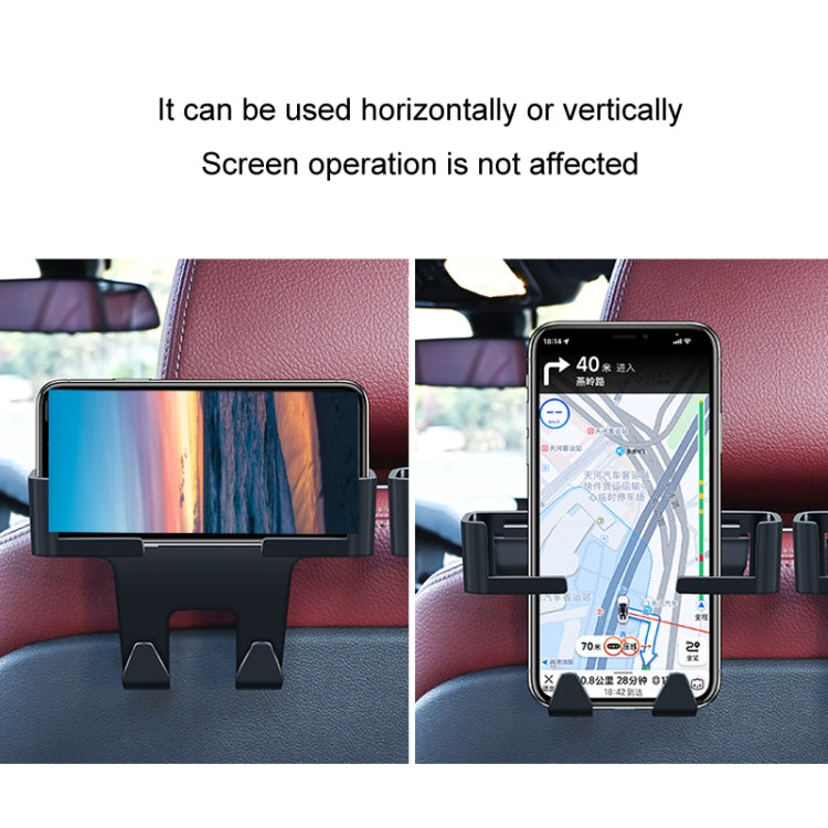 Car Multifunctional Mobile Phone Holder Rear Headrest Storage Hook(Black) - HoMEdemic™ 