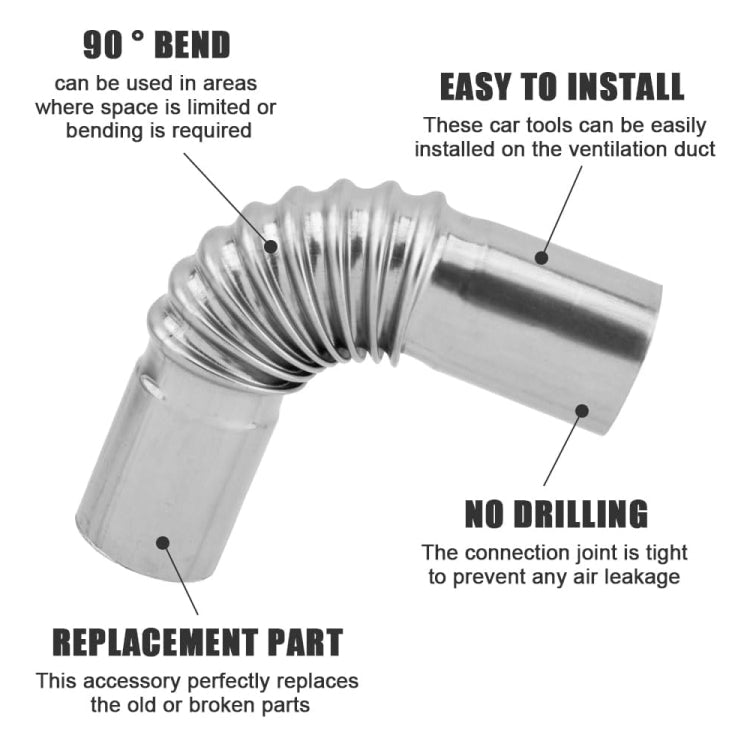 Car Parking Heater 13cm Elbow Stainless Steel Threaded Exhaust Tube Connector(Silver) - HoMEdemic™ 