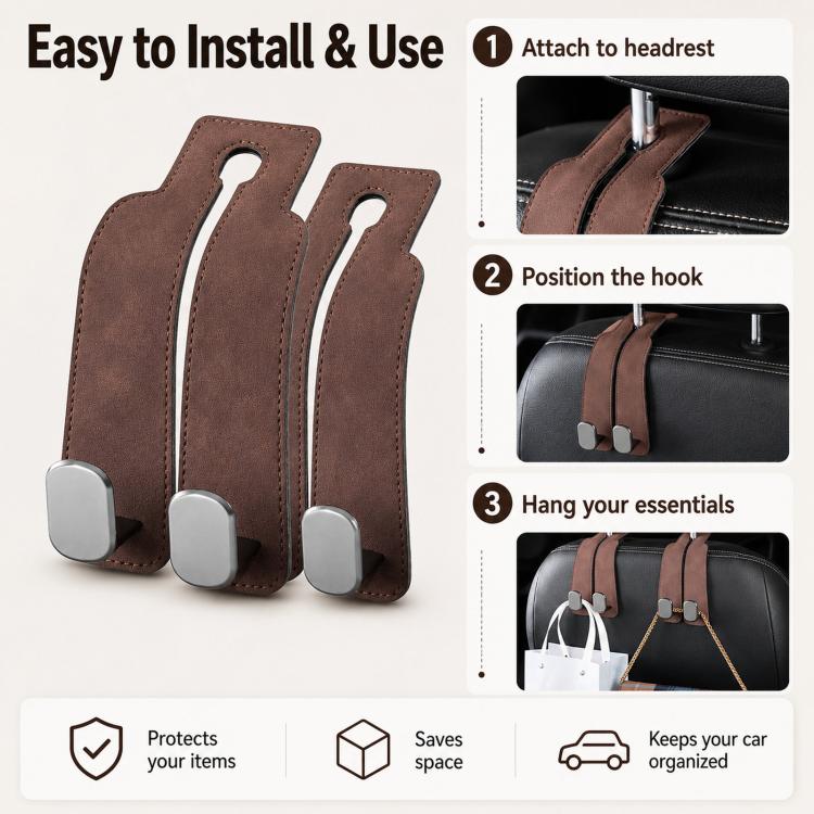 Car Seat Mack Multifunctional ABS Hook Mobile Phone Holder, Style: No Mark(Brown) - HoMEdemic™ 
