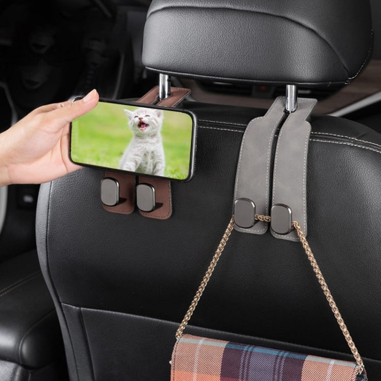Car Seat Mack Multifunctional Metal Hook Mobile Phone Holder, Style: No Mark(Black) - HoMEdemic™ 