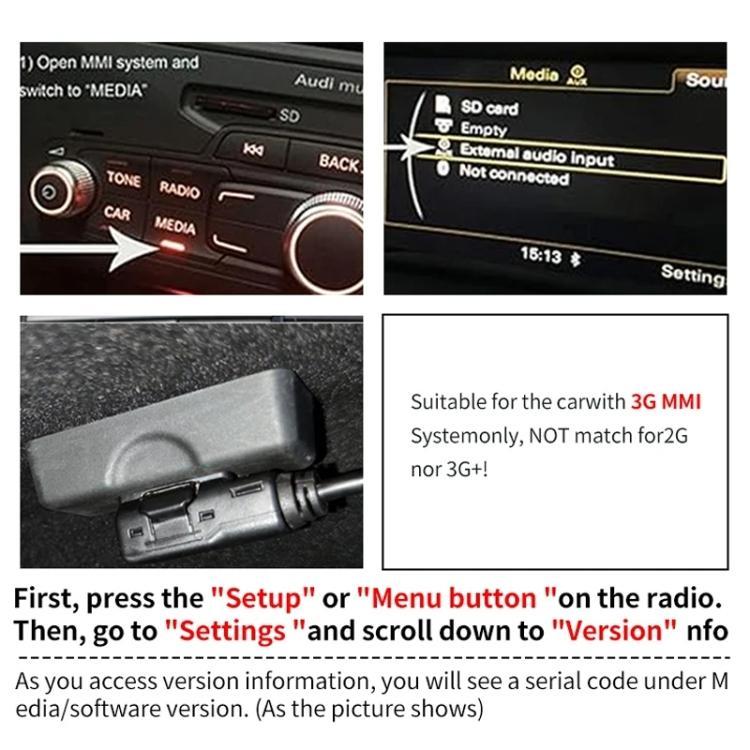 Car Wireless MMI 3G+ Bluetooth AUX Audio Cable Wiring Harness for Audi AMI / Volkswagen MDI, For Audi AMI / Volkswagen MDI - HoMEdemic™ 