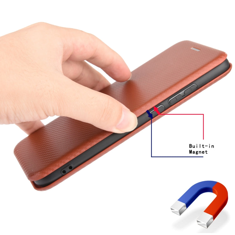 Carbon Fiber Texture Magnetic Horizontal Flip TPU + PC + PU Leather Case with Card Slot, For Kyocera Android One S6, For Kyocera Gratina KYV48, For Ulefone Note 9P, For Sharp Aquos Zero 5G Basic - HoMEdemic™ 