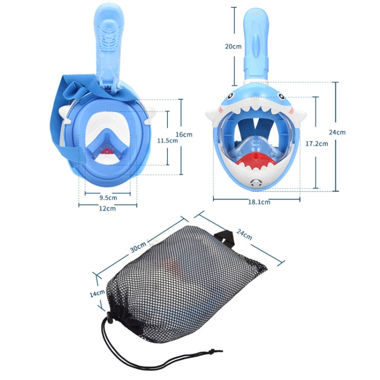 Cartoon Kids Full Dry Diving Mask Swimming Anti-Fog Snorkeling Mask, Size: XS(Shark Blue) - HoMEdemic™ 