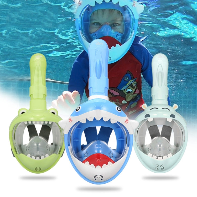 Cartoon Kids Full Dry Diving Mask Swimming Anti-Fog Snorkeling Mask, Size: XS(Shark Blue) - HoMEdemic™ 