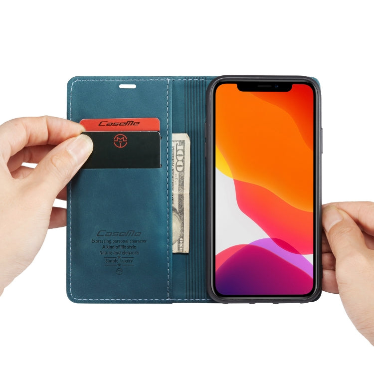 CaseMe-013 Multifunctional Horizontal Flip Leather Case with Card Slot & Holder & Wallet for iPhone 11(Blue) - HoMEdemic™ 