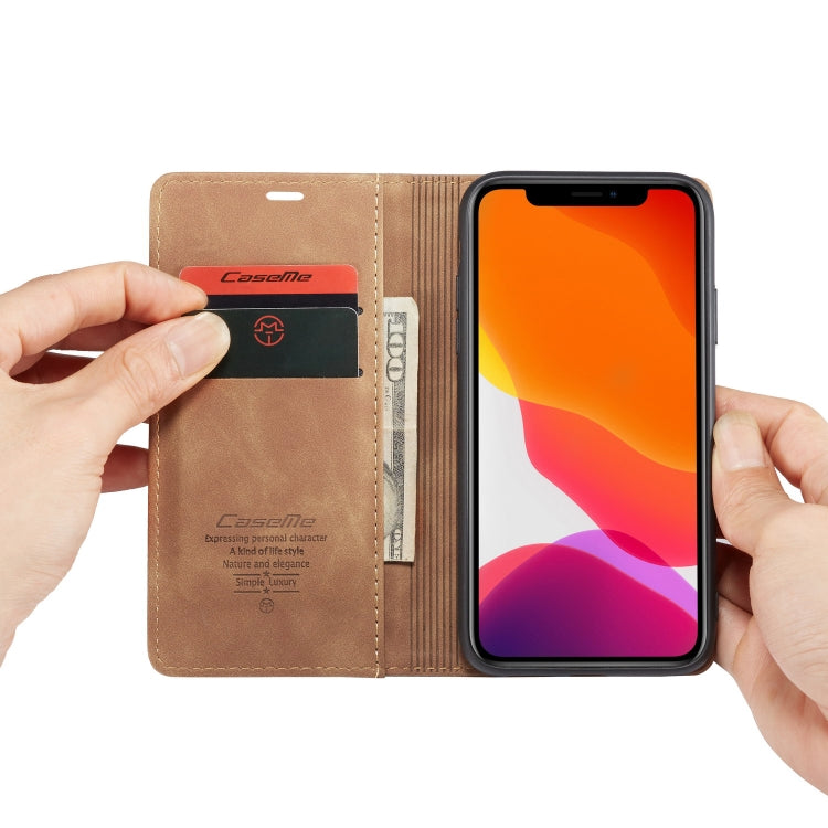 CaseMe-013 Multifunctional Horizontal Flip Leather Case with Card Slot & Holder & Wallet for iPhone 11(Brown) - HoMEdemic™ 