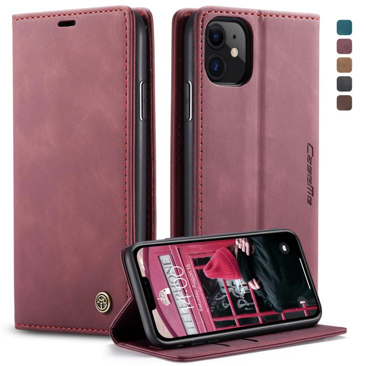 CaseMe-013 Multifunctional Horizontal Flip Leather Case with Card Slot & Holder & Wallet for iPhone 11(Wine) - HoMEdemic™ 