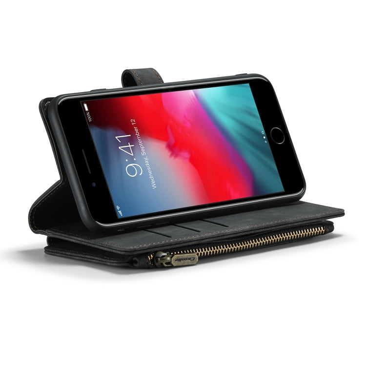 CaseMe-C30 PU + TPU Multifunctional Horizontal Flip Leather Case with Holder & Card Slot & Wallet & Zipper Pocket For iPhone 8 Plus & 7 Plus & 6 Plus(Black) - HoMEdemic™ 