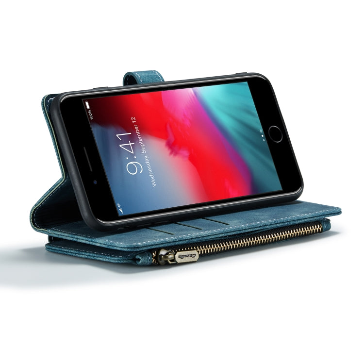 CaseMe-C30 PU + TPU Multifunctional Horizontal Flip Leather Case with Holder & Card Slot & Wallet & Zipper Pocket For iPhone 8 Plus & 7 Plus & 6 Plus(Blue) - HoMEdemic™ 
