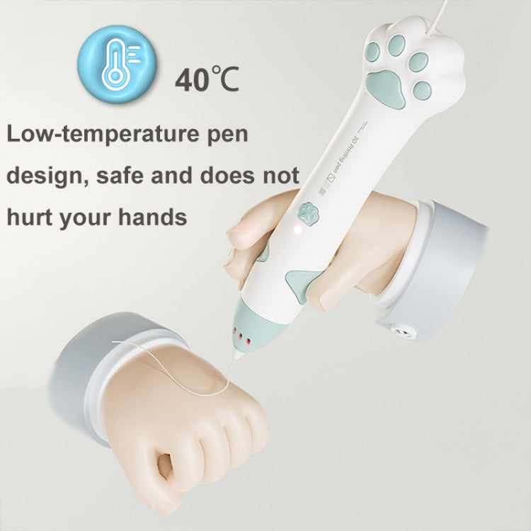 Cat Claw USB Charging Low Temperature 3D Printing Pen Children DIY Graffiti 3D Painting Pen(Mint Green) - HoMEdemic™ 