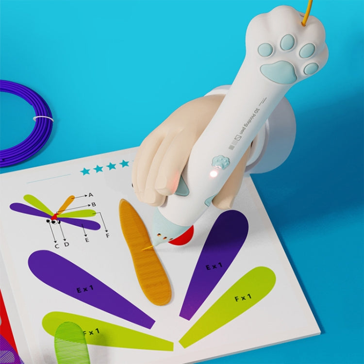 Cat Claw USB Charging Low Temperature 3D Printing Pen Children DIY Graffiti 3D Painting Pen(Mint Green) - HoMEdemic™ 
