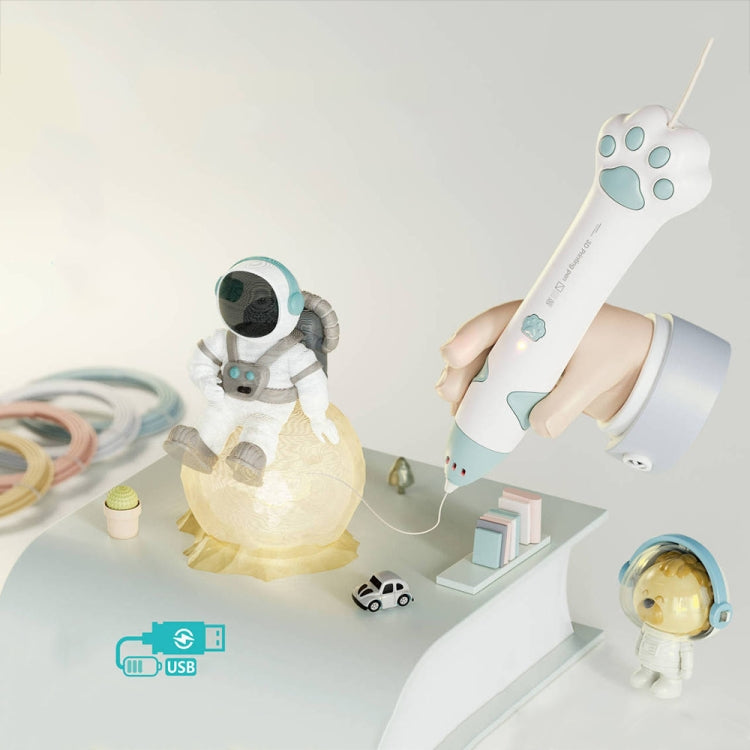 Cat Claw USB Charging Low Temperature 3D Printing Pen Children DIY Graffiti 3D Painting Pen(Mint Green) - HoMEdemic™ 