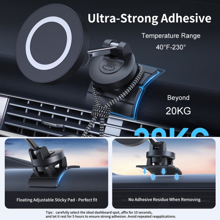 Center Console 360 Rotating Magnetic Car Phone Holder Zinc Alloy Automotive Navigation Bracket(Black) - HoMEdemic™ 