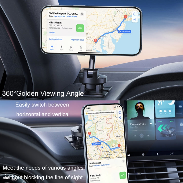Center Console 360 Rotating Magnetic Car Phone Holder Zinc Alloy Automotive Navigation Bracket(Black) - HoMEdemic™ 
