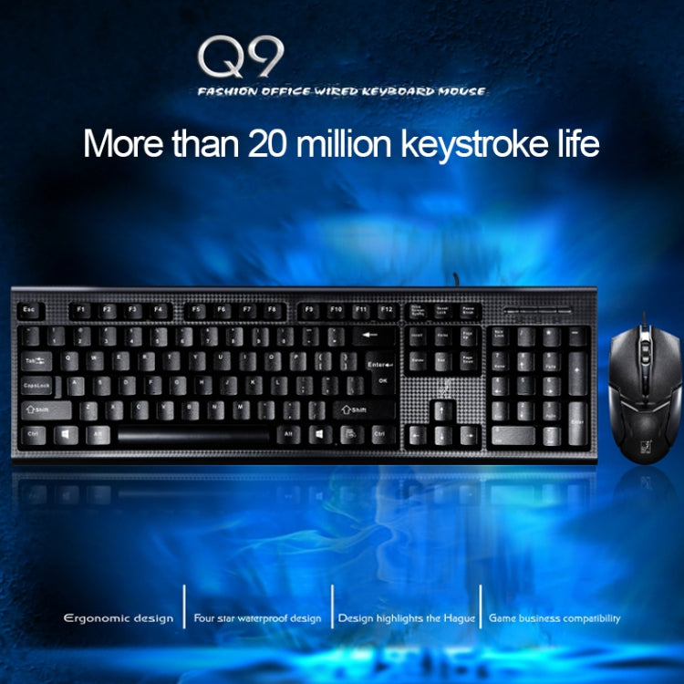 Chasing Leopard Q9 1600 DPI Professional Wired Grid Texture Gaming Office Keyboard + Optical Mouse Kit - HoMEdemic™ 