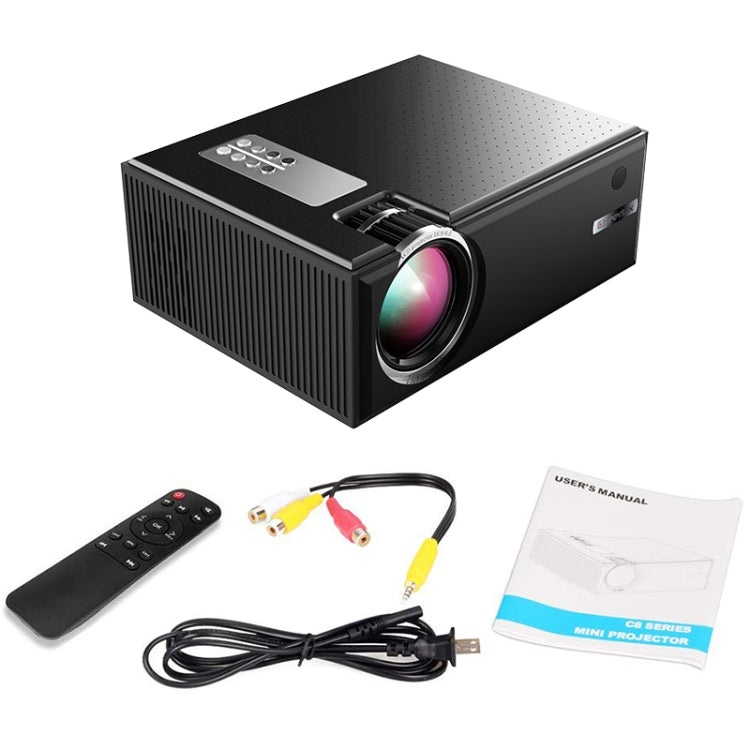 Cheerlux C8 1800 Lumens 1280x800 720P 1080P HD WiFi Sync Display Smart Projector, Support HDMI / USB / VGA / AV, C8 (WiFi), C8 WiFi - HoMEdemic™ 