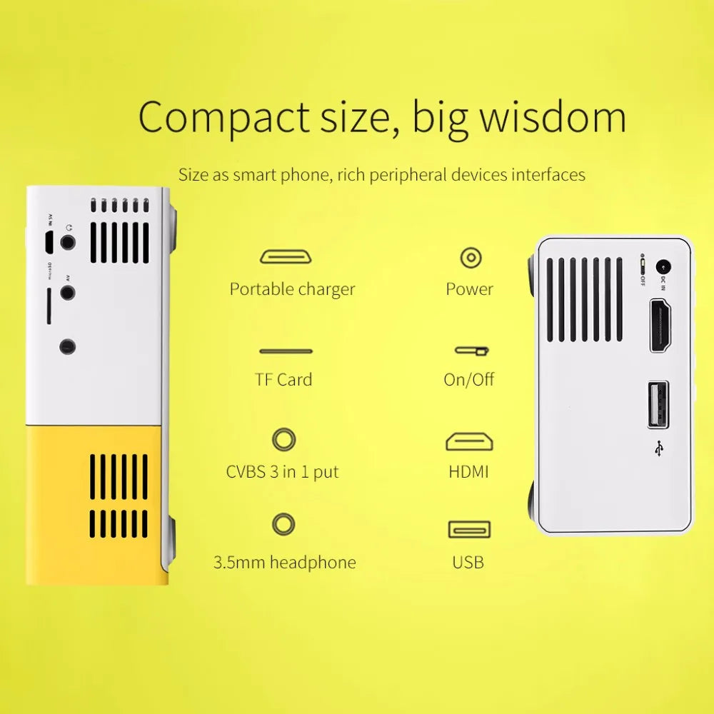 Compact 4K LED Mini Projector for Home Theater and Gaming - HoMEdemic™ 