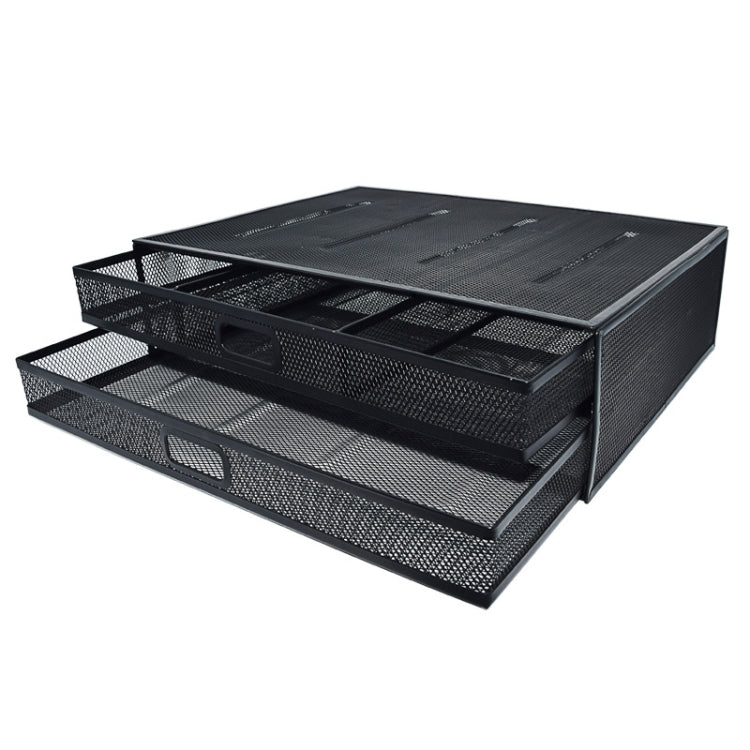 Computer Cooling Height Increase Stand Drawer Type Double Iron Desktop Storage Shelf(Black) - HoMEdemic™ 