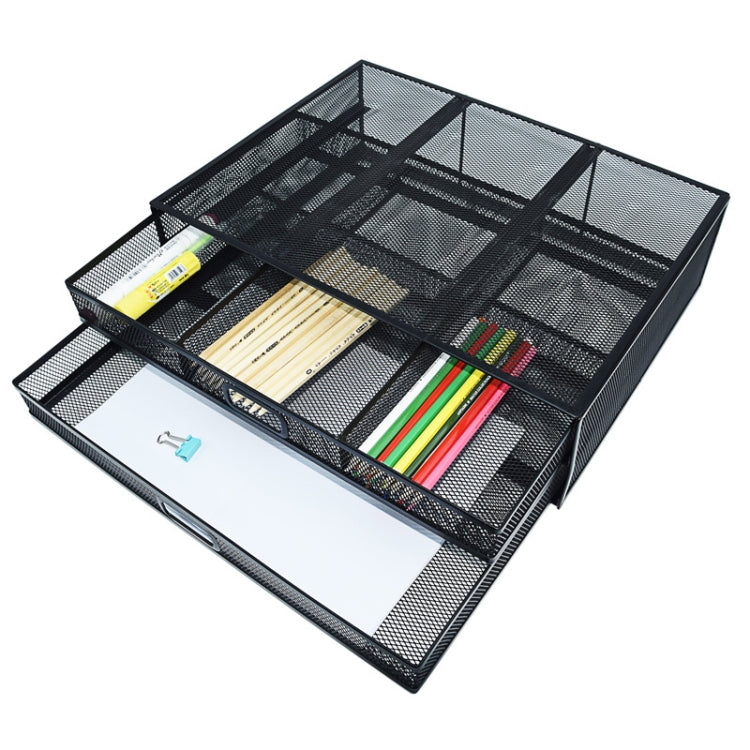 Computer Cooling Height Increase Stand Drawer Type Double Iron Desktop Storage Shelf(Black) - HoMEdemic™ 