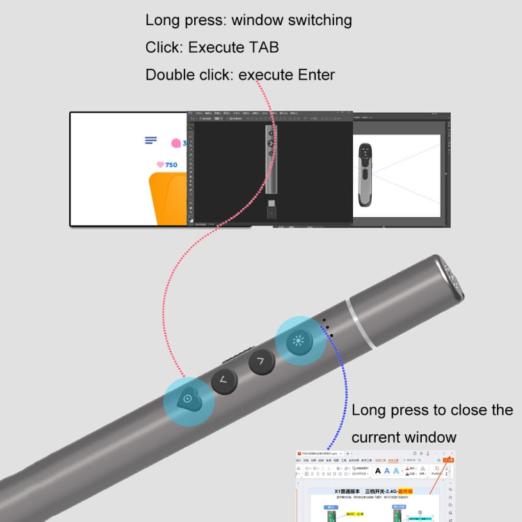 Conference Teaching Page Turning Pen Electronic Telescopic Pointer Laser Pointer PPT Wireless Presenter - HoMEdemic™ 