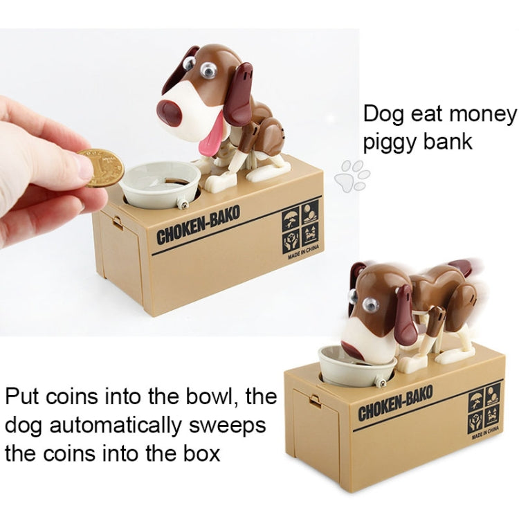 Creative Cartoon Edacious Puppy Automatic Money Eating Coin Saving Box, Brown and White Dog - HoMEdemic™ 