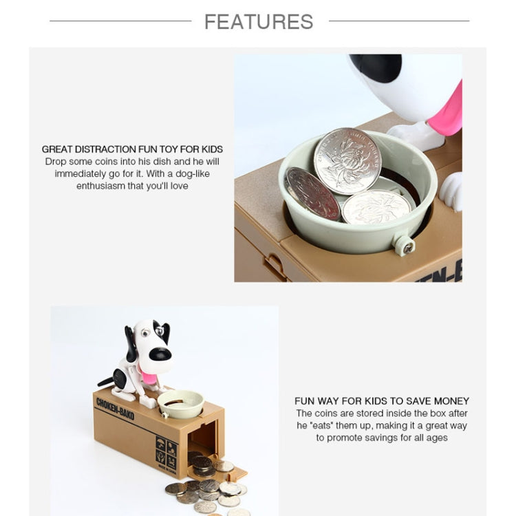 Creative Cartoon Edacious Puppy Automatic Money Eating Coin Saving Box, Brown and White Dog - HoMEdemic™ 