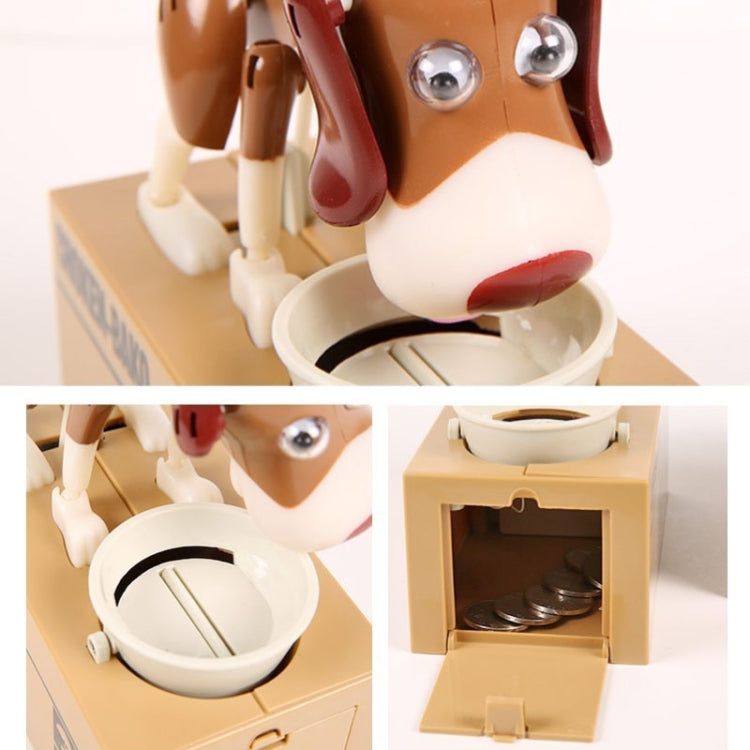Creative Cartoon Edacious Puppy Automatic Money Eating Coin Saving Box, Brown and White Dog - HoMEdemic™ 