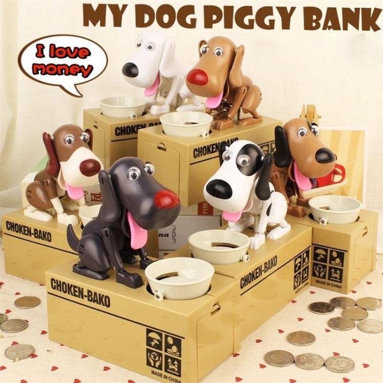 Creative Cartoon Edacious Puppy Automatic Money Eating Coin Saving Box, Brown and White Dog - HoMEdemic™ 