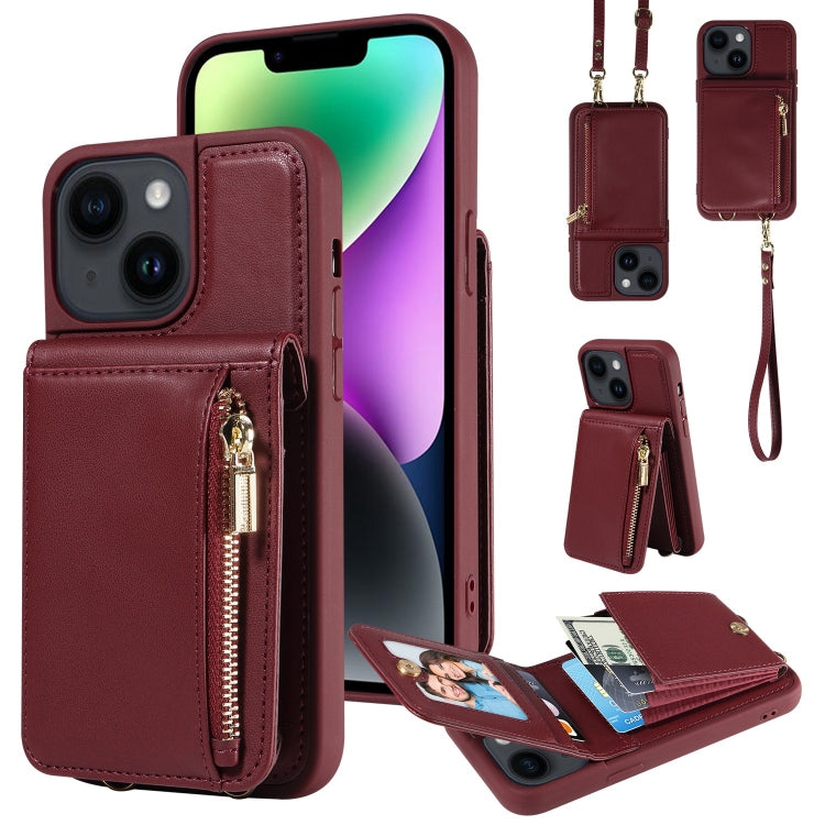 Crossbody Lanyard Zipper Wallet Leather Phone Case, For iPhone 14 Plus, For iPhone 14, For iPhone 14 Pro, For iPhone 14 Pro Max - HoMEdemic™ 