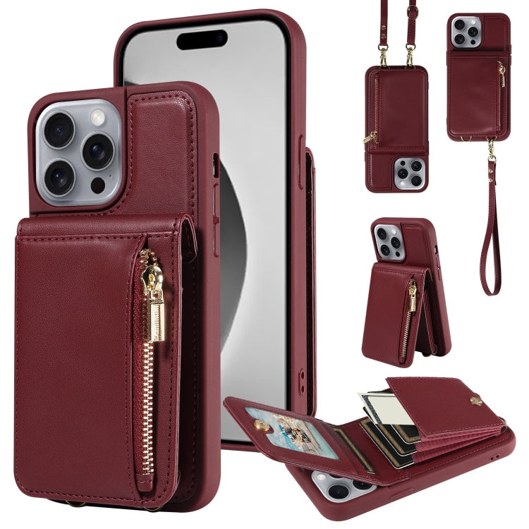 Crossbody Lanyard Zipper Wallet Leather Phone Case, For iPhone 16 Pro Max, For iPhone 16 Pro, For iPhone 16 Plus, For iPhone 16 - HoMEdemic™ 