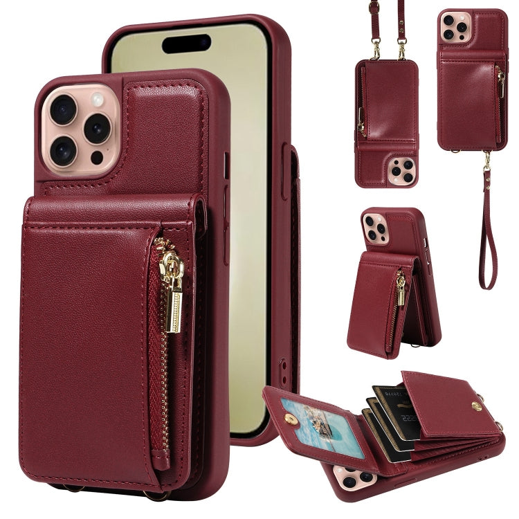 Crossbody Lanyard Zipper Wallet Leather Phone Case, For iPhone 16 Pro Max, For iPhone 16 Pro, For iPhone 16 Plus, For iPhone 16 - HoMEdemic™ 