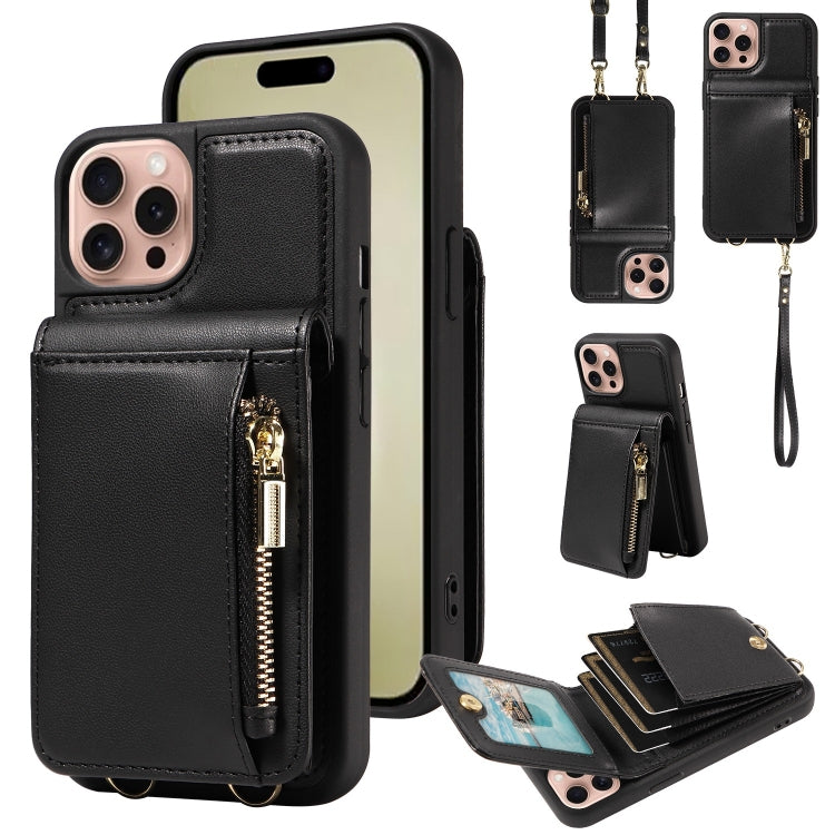 Crossbody Lanyard Zipper Wallet Leather Phone Case, For iPhone 16 Pro Max, For iPhone 16 Pro, For iPhone 16 Plus, For iPhone 16 - HoMEdemic™ 