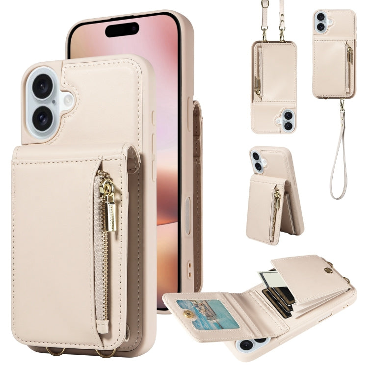 Crossbody Lanyard Zipper Wallet Leather Phone Case, For iPhone 16 Pro Max, For iPhone 16 Pro, For iPhone 16 Plus, For iPhone 16 - HoMEdemic™ 
