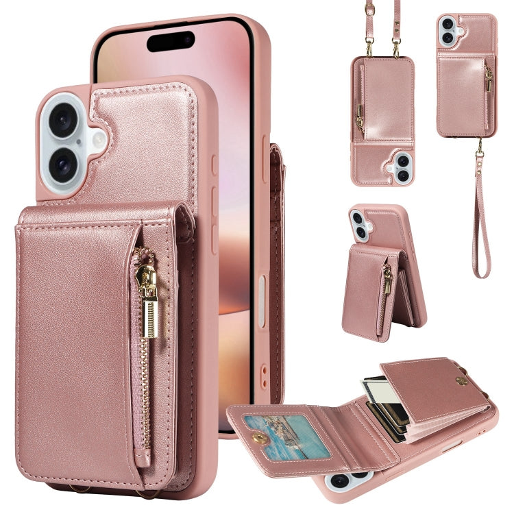Crossbody Lanyard Zipper Wallet Leather Phone Case, For iPhone 16 Pro Max, For iPhone 16 Pro, For iPhone 16 Plus, For iPhone 16 - HoMEdemic™ 
