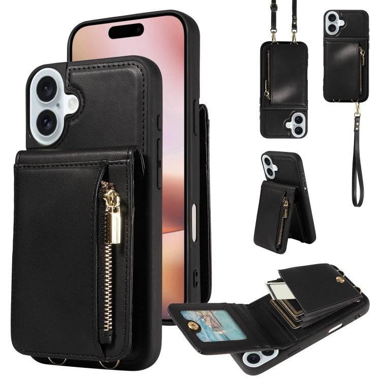 Crossbody Lanyard Zipper Wallet Leather Phone Case, For iPhone 16 Pro Max, For iPhone 16 Pro, For iPhone 16 Plus, For iPhone 16 - HoMEdemic™ 