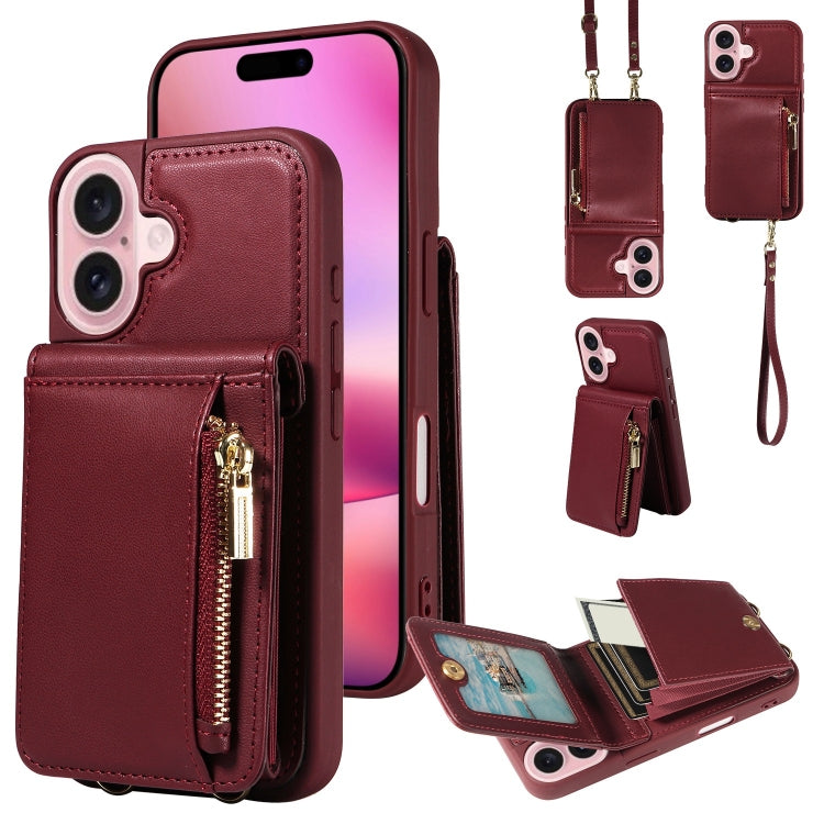 Crossbody Lanyard Zipper Wallet Leather Phone Case, For iPhone 16 Pro Max, For iPhone 16 Pro, For iPhone 16 Plus, For iPhone 16 - HoMEdemic™ 